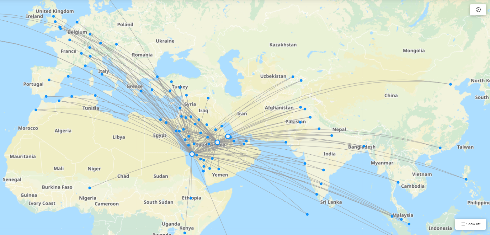 Saudia Airlie map